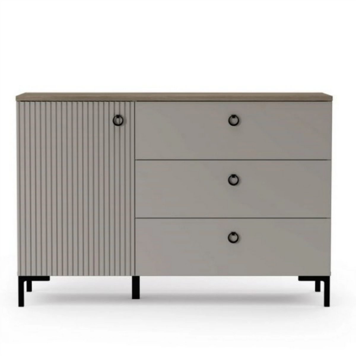 Comoda pentru living DOMINICA, grej/stejar, PAL laminat, 120x41x81 cm