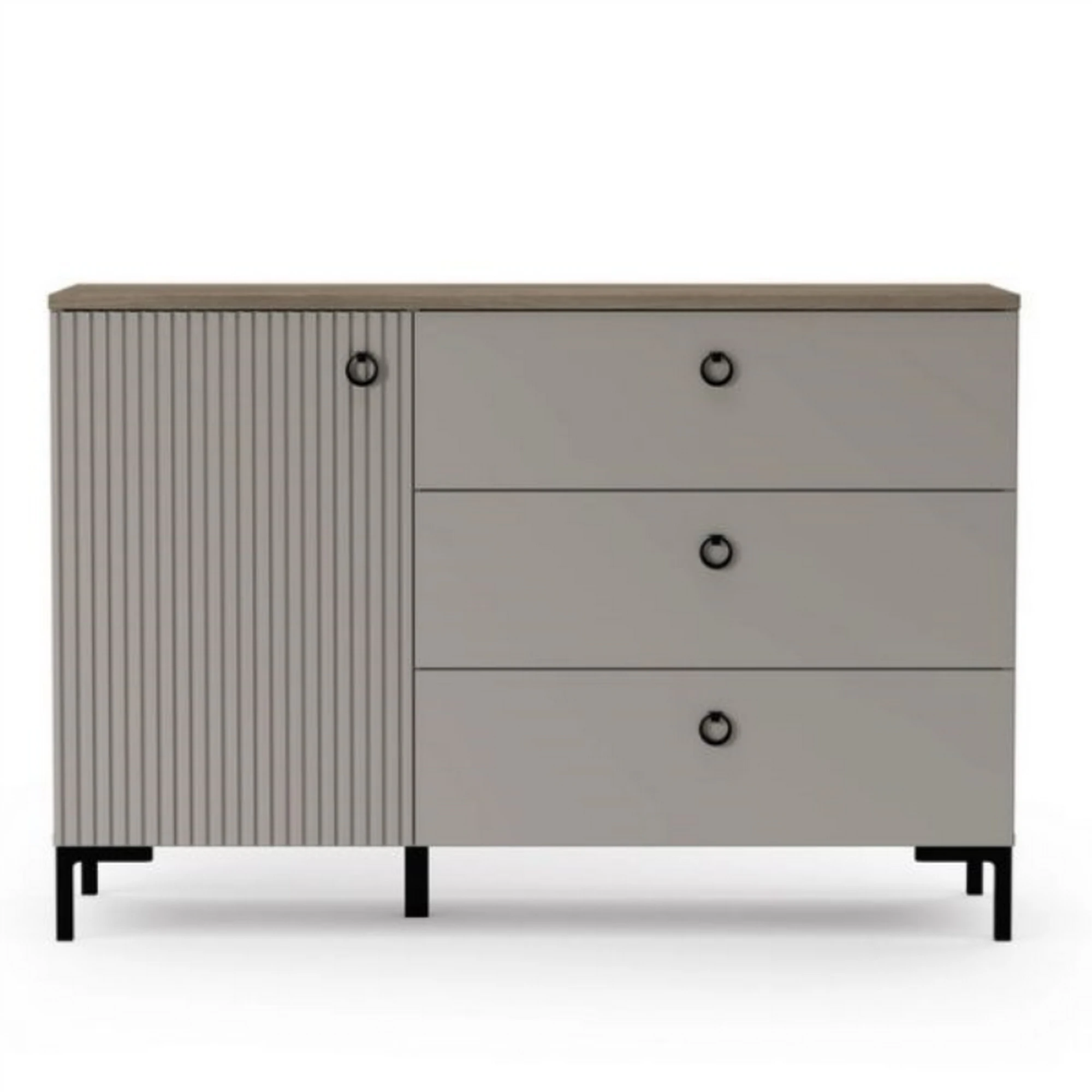 Comoda pentru living DOMINICA, grej/stejar, PAL laminat, 120x41x81 cm