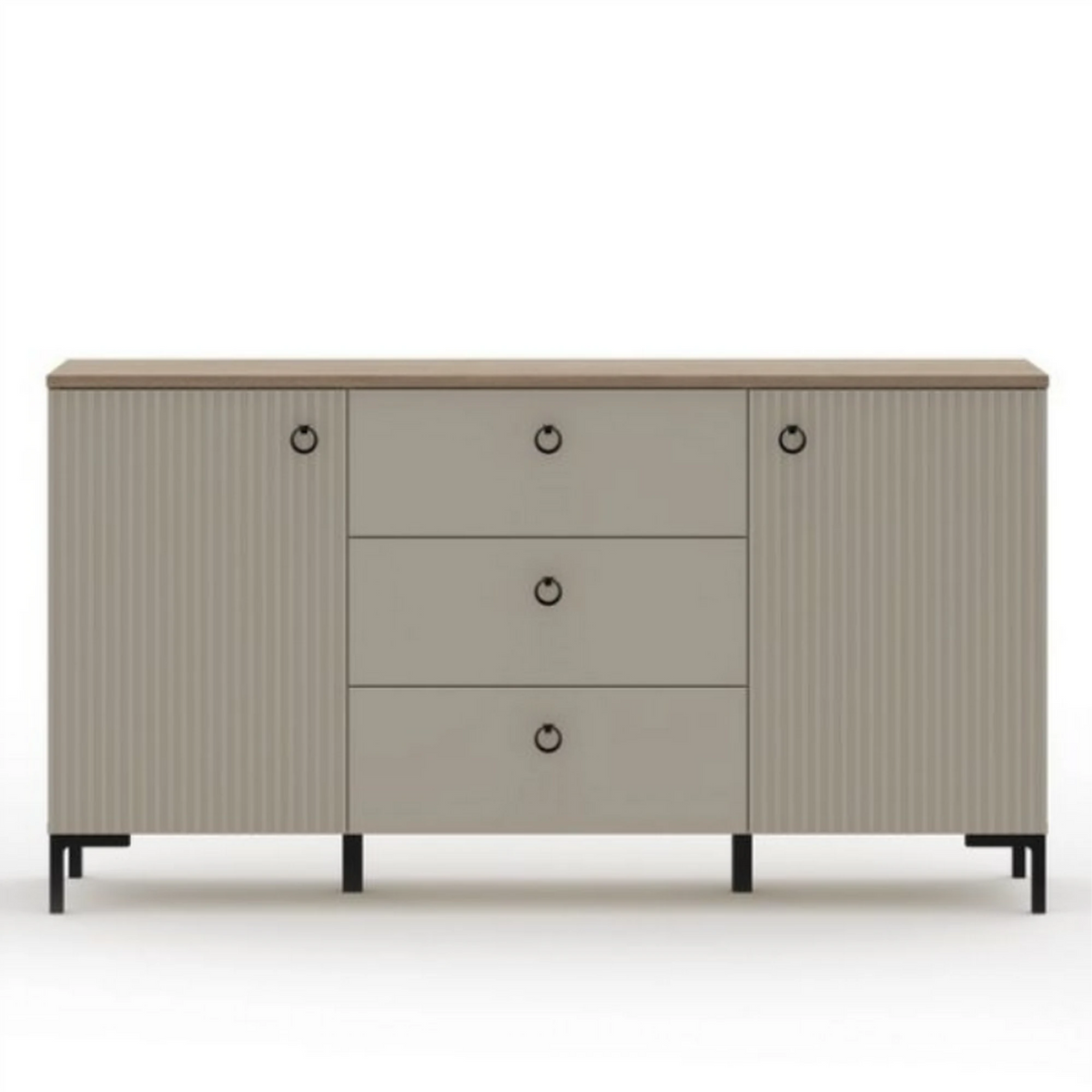 Comoda pentru living DOMINICA, grej/stejar, PAL laminat, 150x41x81 cm