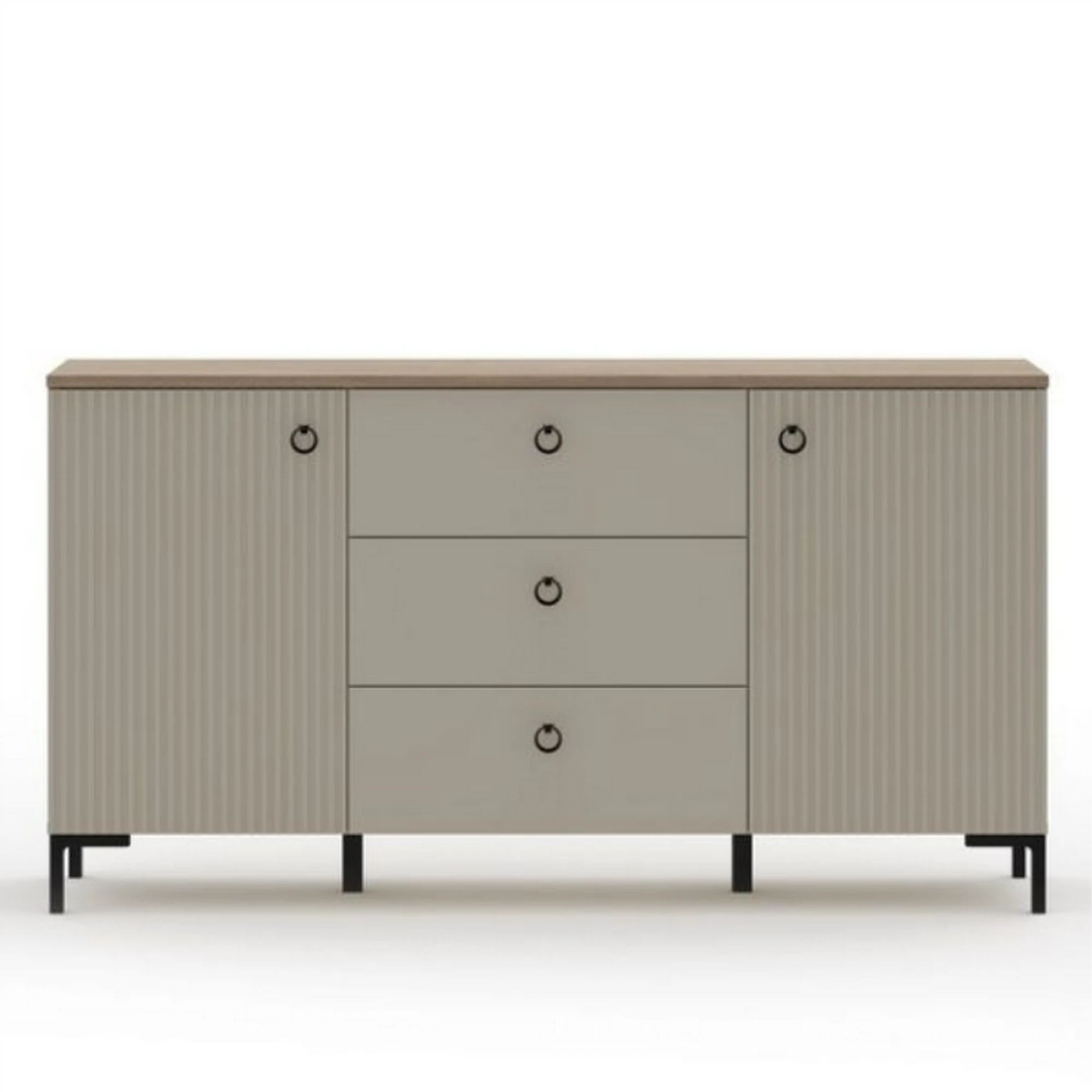 Comoda pentru living DOMINICA, grej/stejar, PAL laminat, 150x41x81 cm