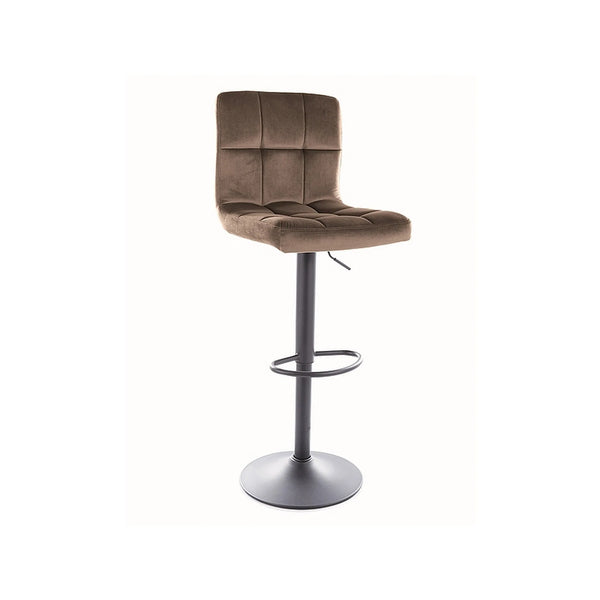 Scaun bar C105, bej inchis - Bluvel 40/negru, stofa catifelata/metal, 42x39x96/117 cm