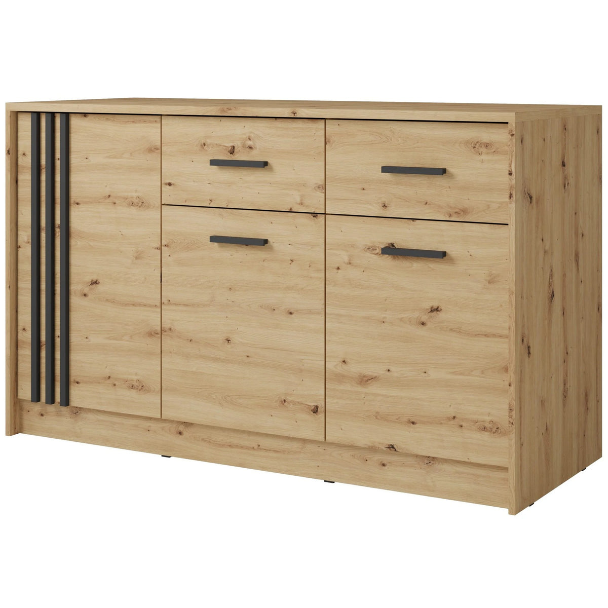 Comoda CANADA CD4, stejar artisan/negru, PAL laminat, 150x42x94 cm