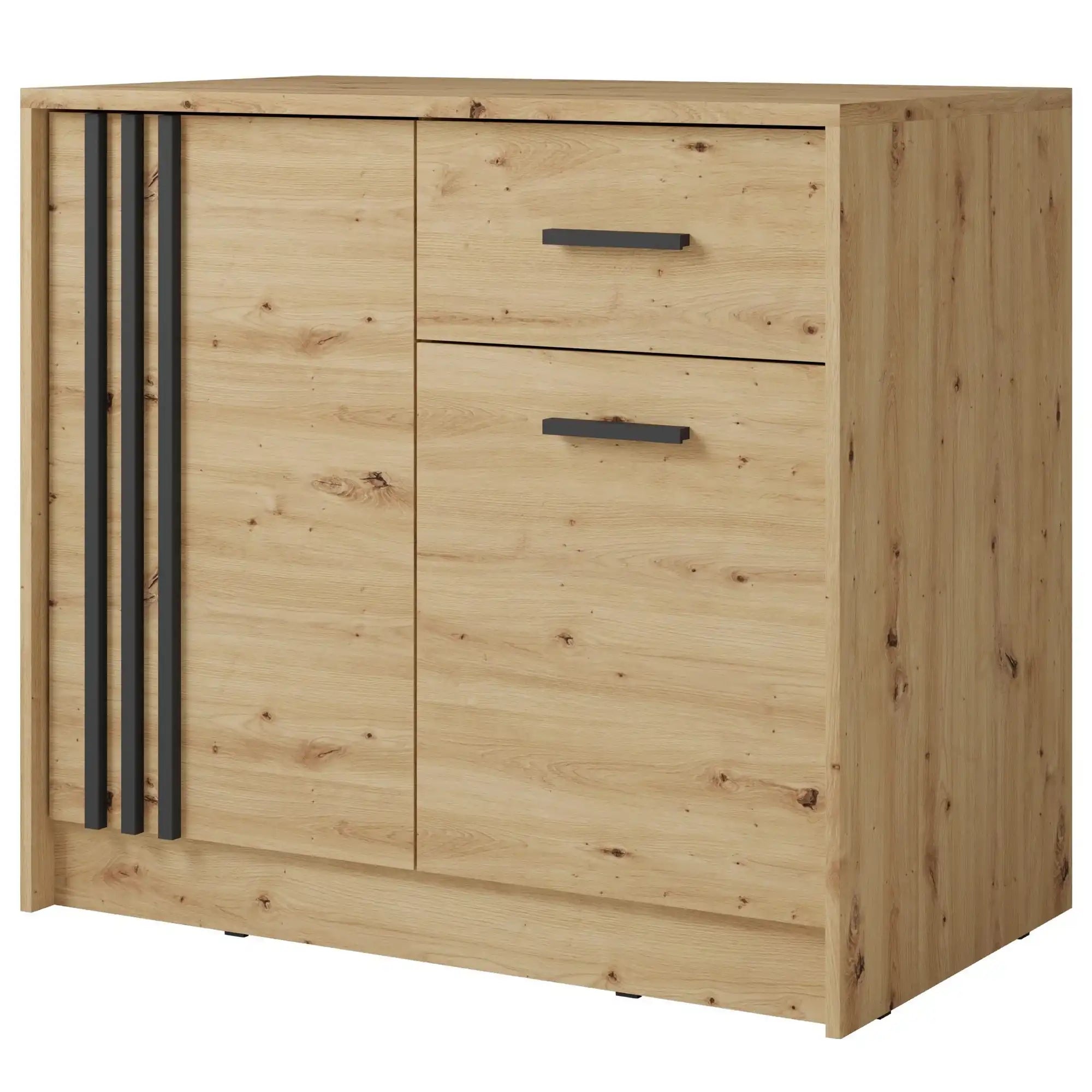 Comoda CANADA CY4, stejar artisan/negru, PAL laminat, 102x42x94 cm