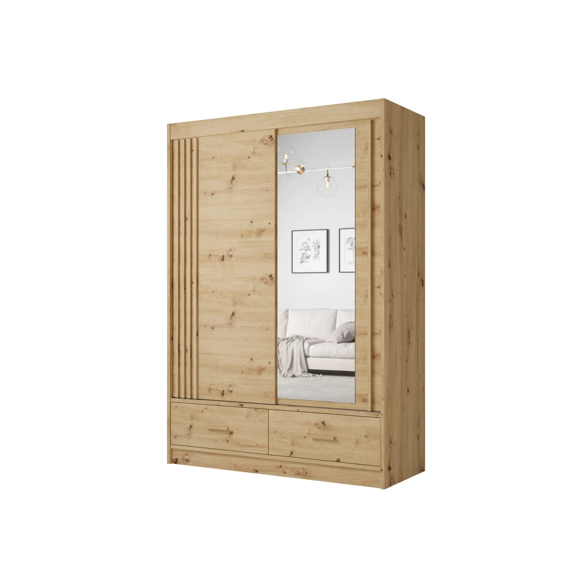 Dulap CANADA CA1-150, stejar artisan, PAL, cu 2 usi si 2 sertare, 150x60x215 cm