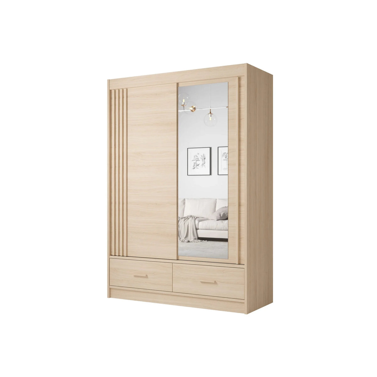 Dulap CANADA CA11-150, stejar riva, PAL, cu 2 usi si 2 sertare, 150x60x215 cm