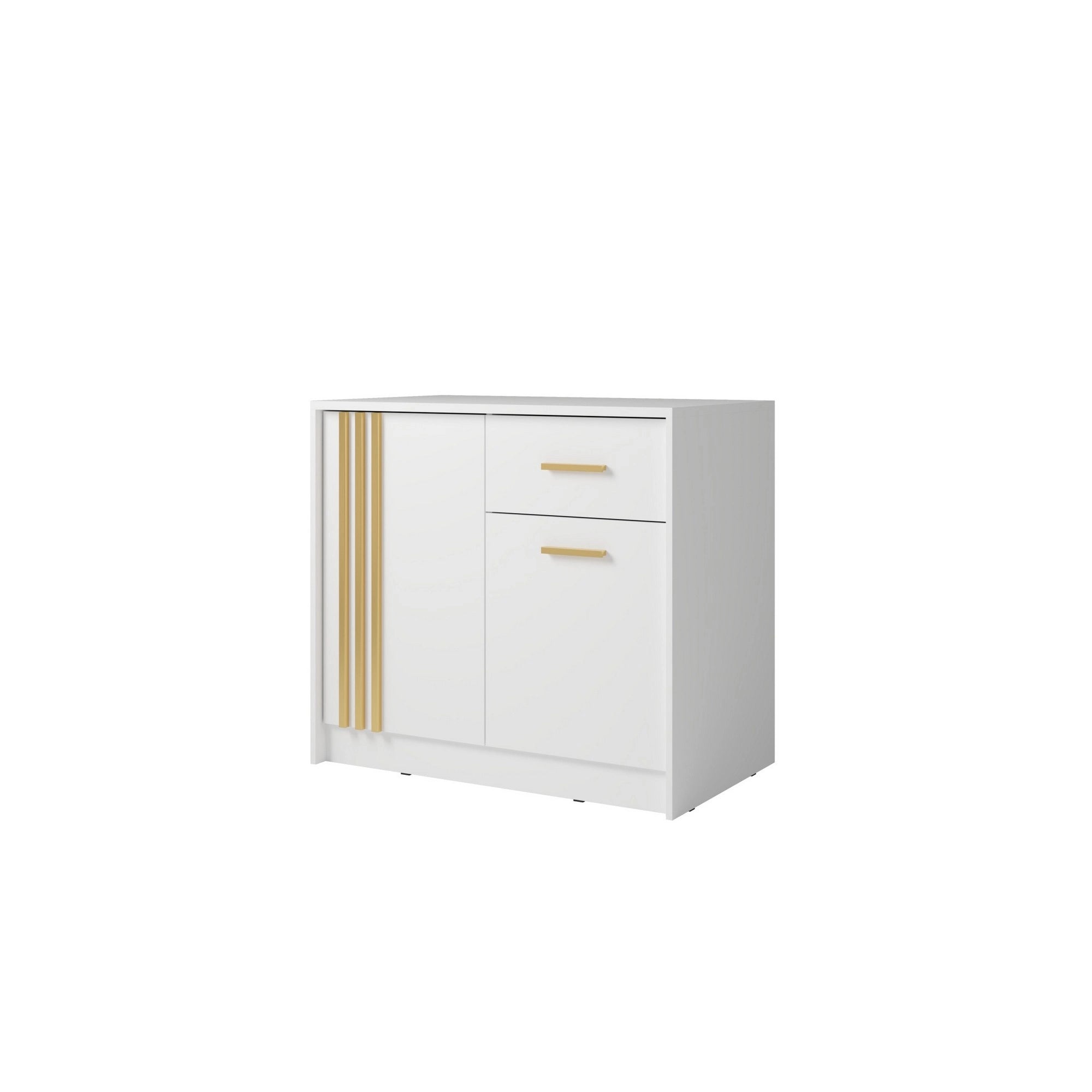 Comoda CANADA CY25, alb/auriu, PAL laminat, 102x42x94 cm