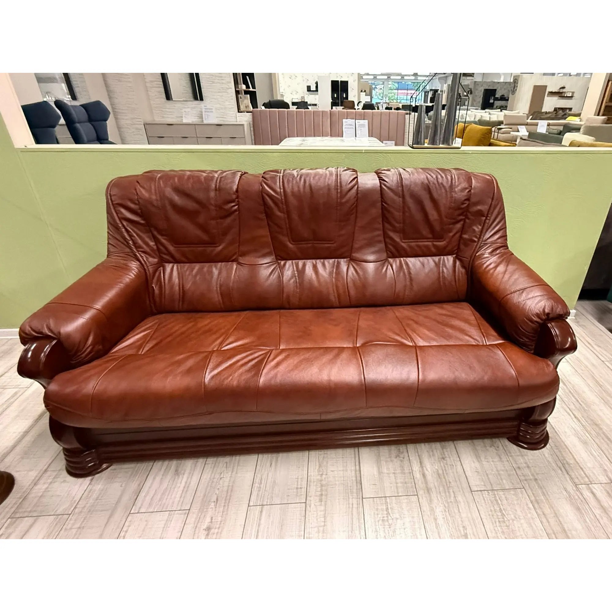 PRODUS RESIGILAT - Canapea extensibila PARMA, maro, piele naturala/lemn/placaj, 195x96/140x95 cm