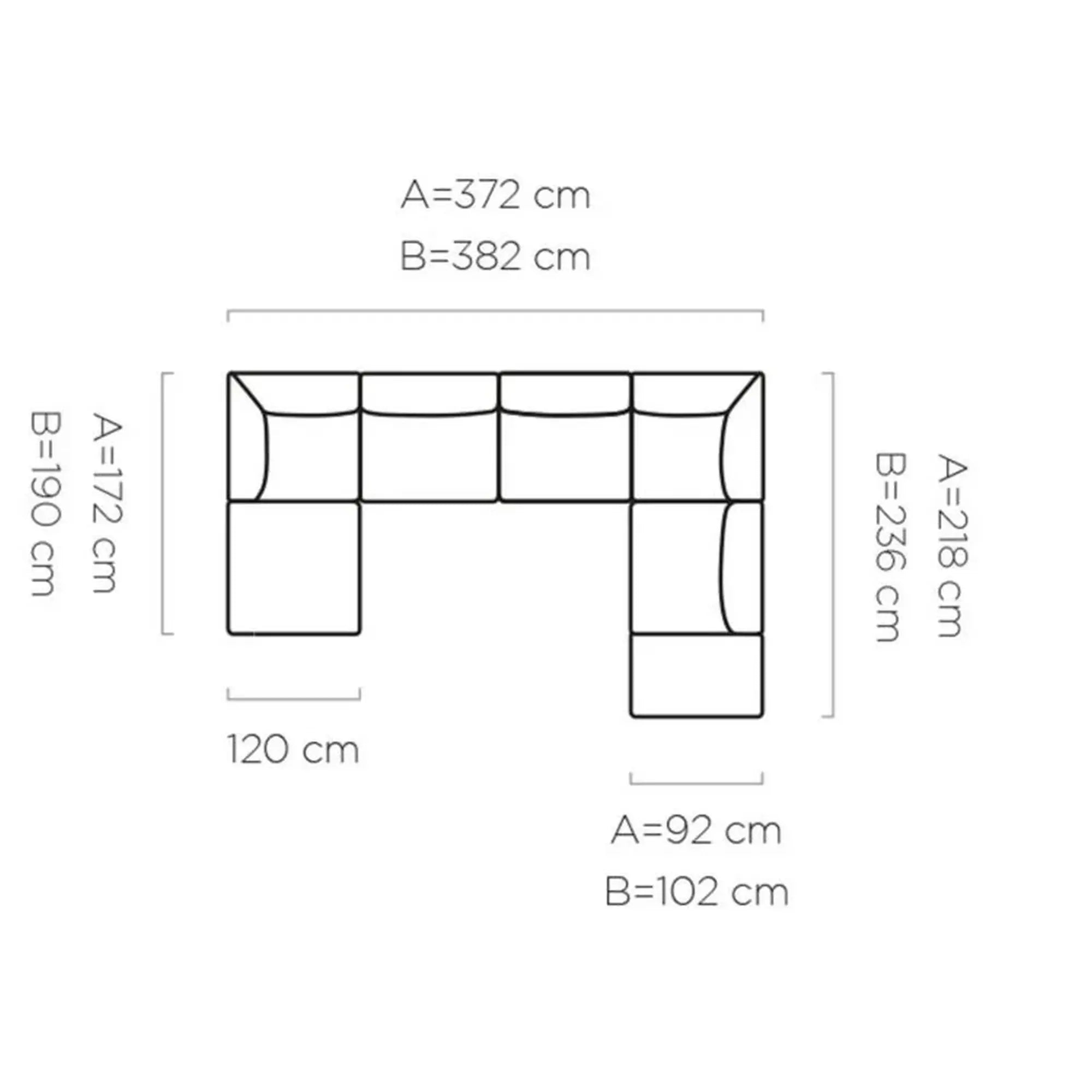 Coltar CANDELO XL B, personalizabil materiale gama Oferta Avantaj, 382x236x75 cm