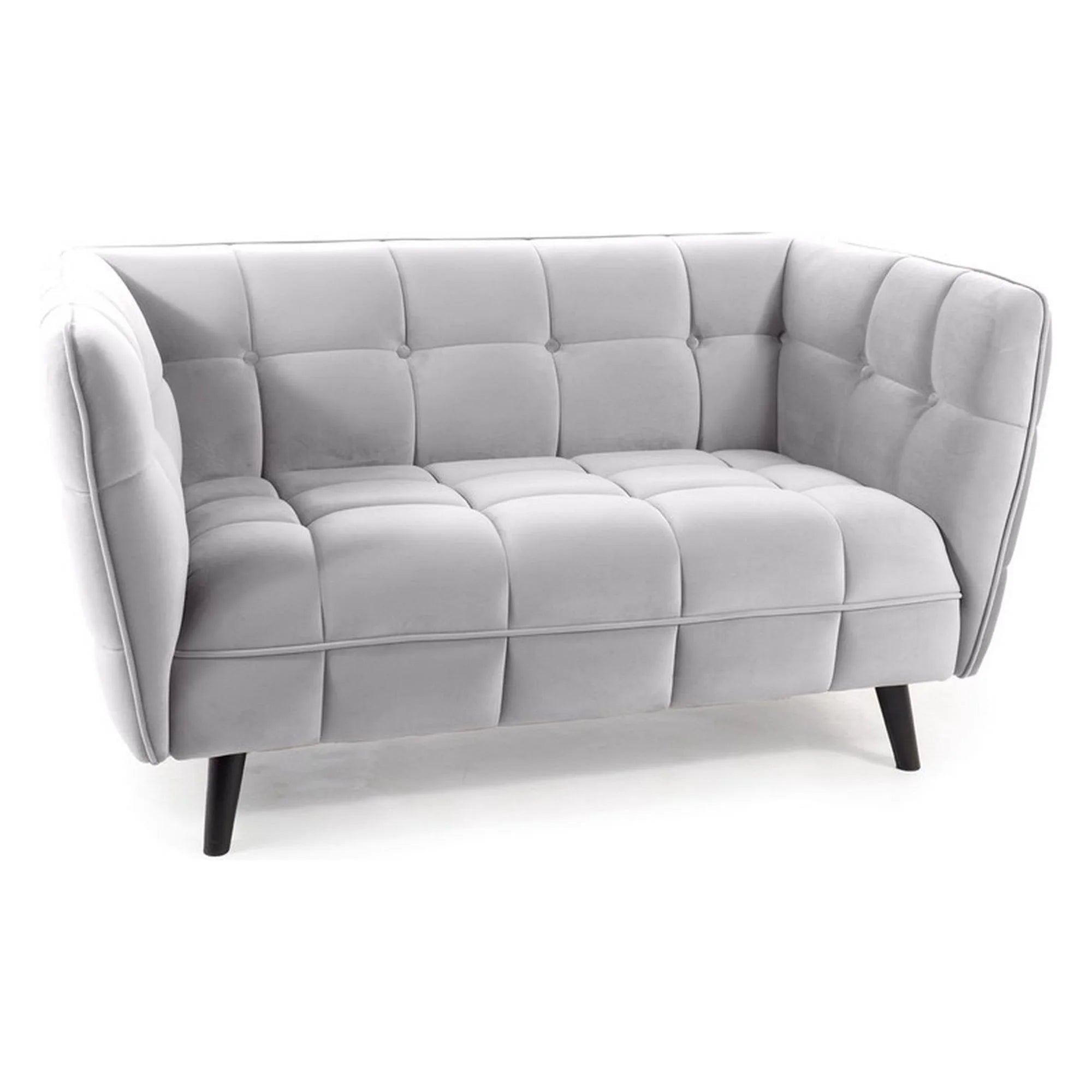 Canapea CASTELLO 2, gri deschis/wenge, stofa catifelata/lemn, 145x85x78 cm
