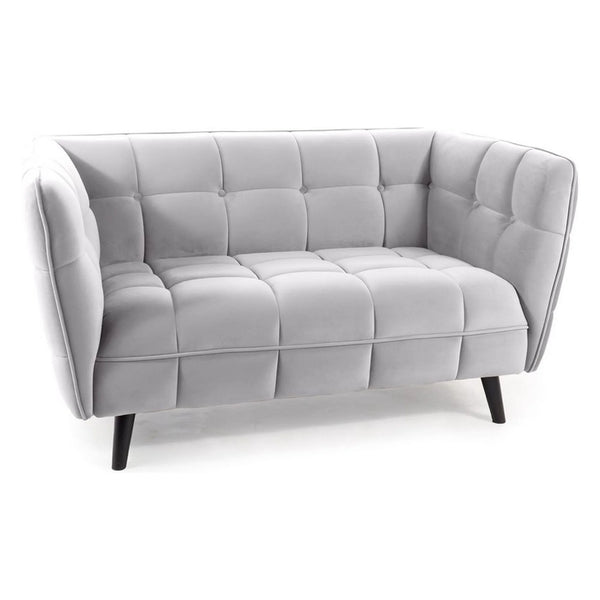 Canapea CASTELLO 2, gri deschis/wenge, stofa catifelata/lemn, 145x85x78 cm