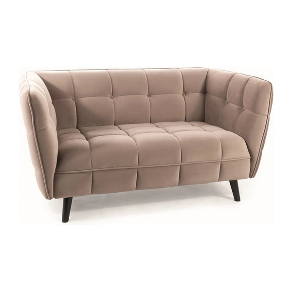 Canapea CASTELLO 2, bej/wenge, stofa catifelata/lemn, 145x85x78 cm
