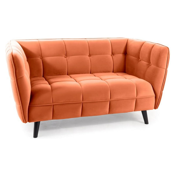 Canapea CASTELLO 2, caramiziu/wenge, stofa catifelata/lemn, 145x85x78 cm