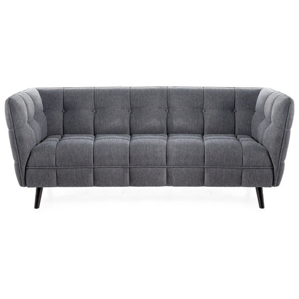 Canapea CASTELLO 3, gri inchis, stofa clasica/lemn, 200x85x78 cm