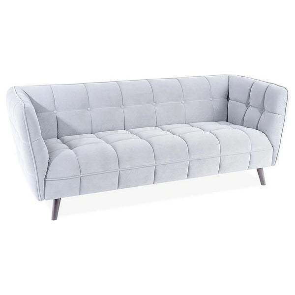 Canapea CASTELLO 3, gri deschis/wenge, stofa catifelata/lemn, 200x85x78 cm