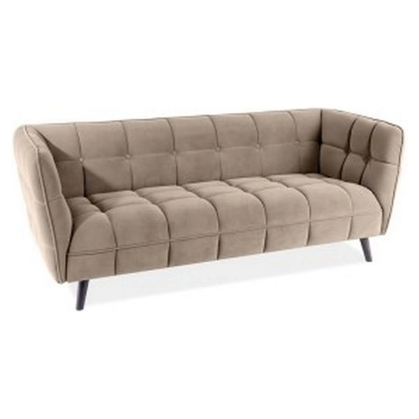 Canapea CASTELLO 3, bej/wenge, stofa catifelata/lemn, 200x85x78 cm