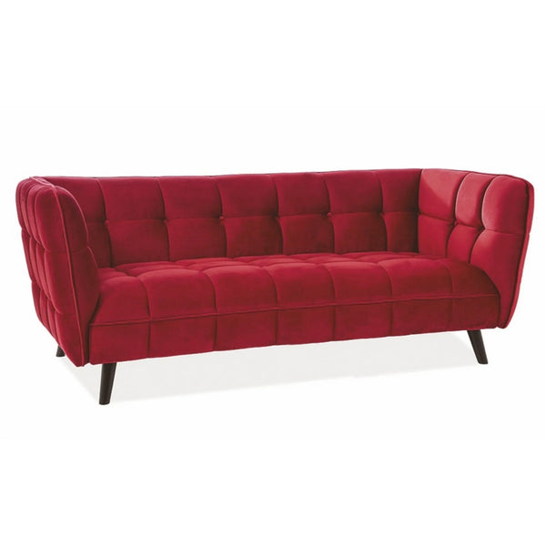 Canapea CASTELLO 3, visiniu/wenge, stofa catifelata/lemn/PAL, 200x85x78 cm
