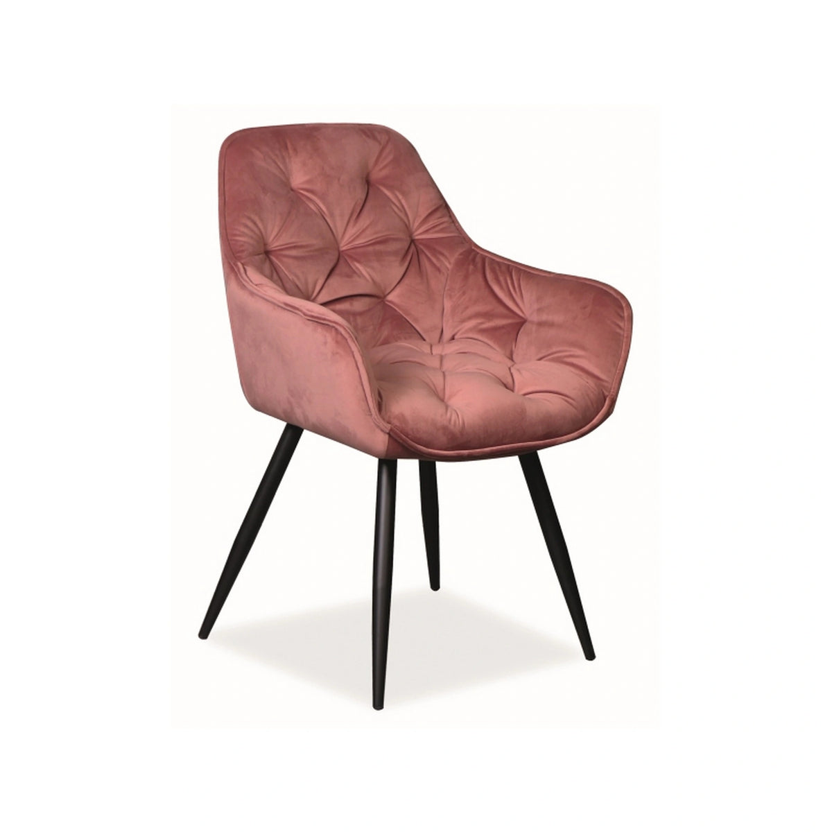 Scaun CHERRY, roz/negru, stofa catifelata/metal, 57x58x87 cm