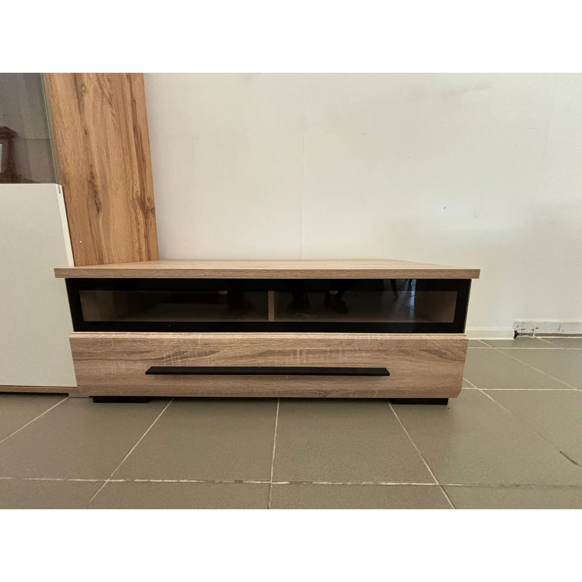 PRODUS RESIGILAT - Comoda TV FEVER, stejar sonoma/negru, PAL, 100X50X37 cm