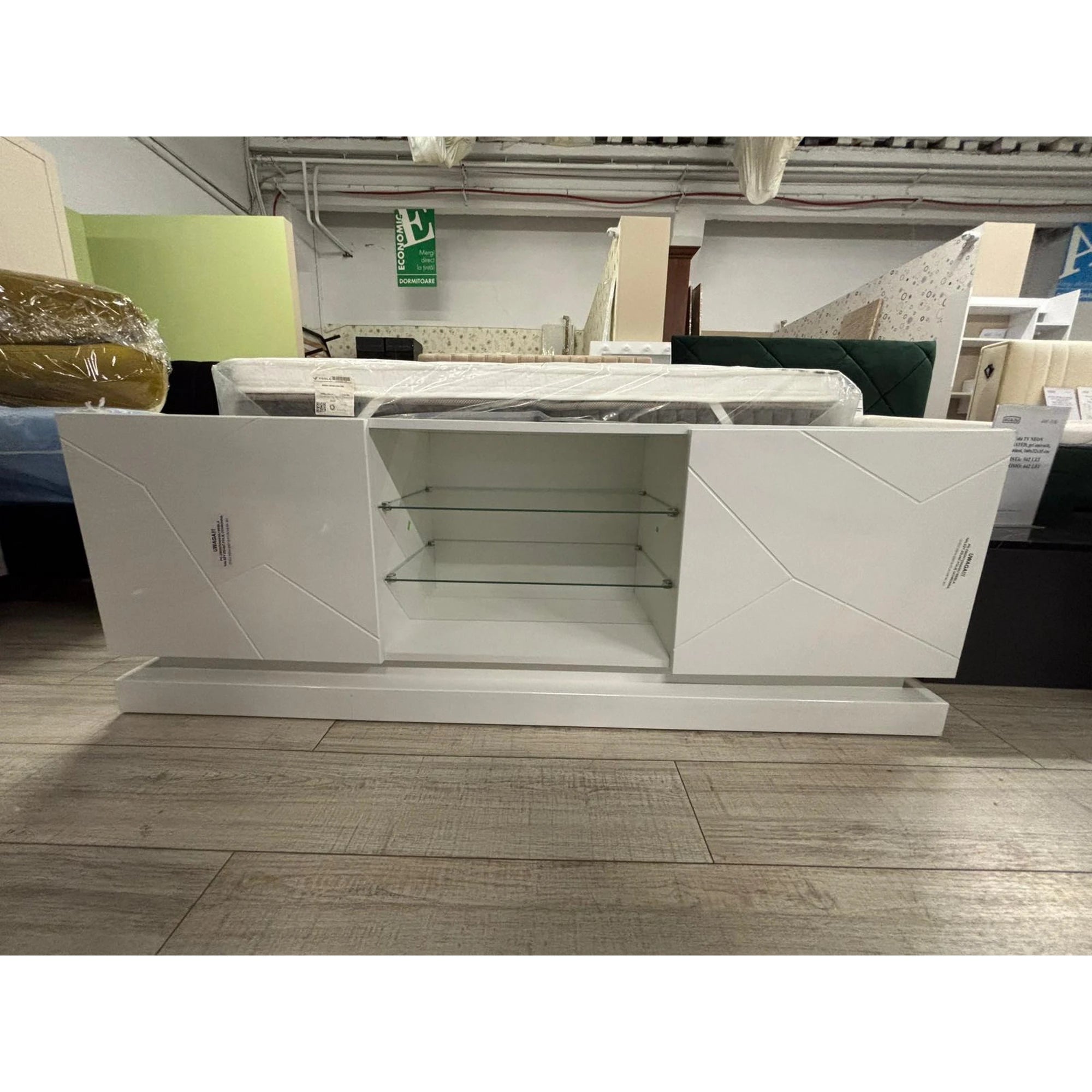 PRODUS RESIGILAT - Comoda TV QIU, alb, 160x40x57 cm