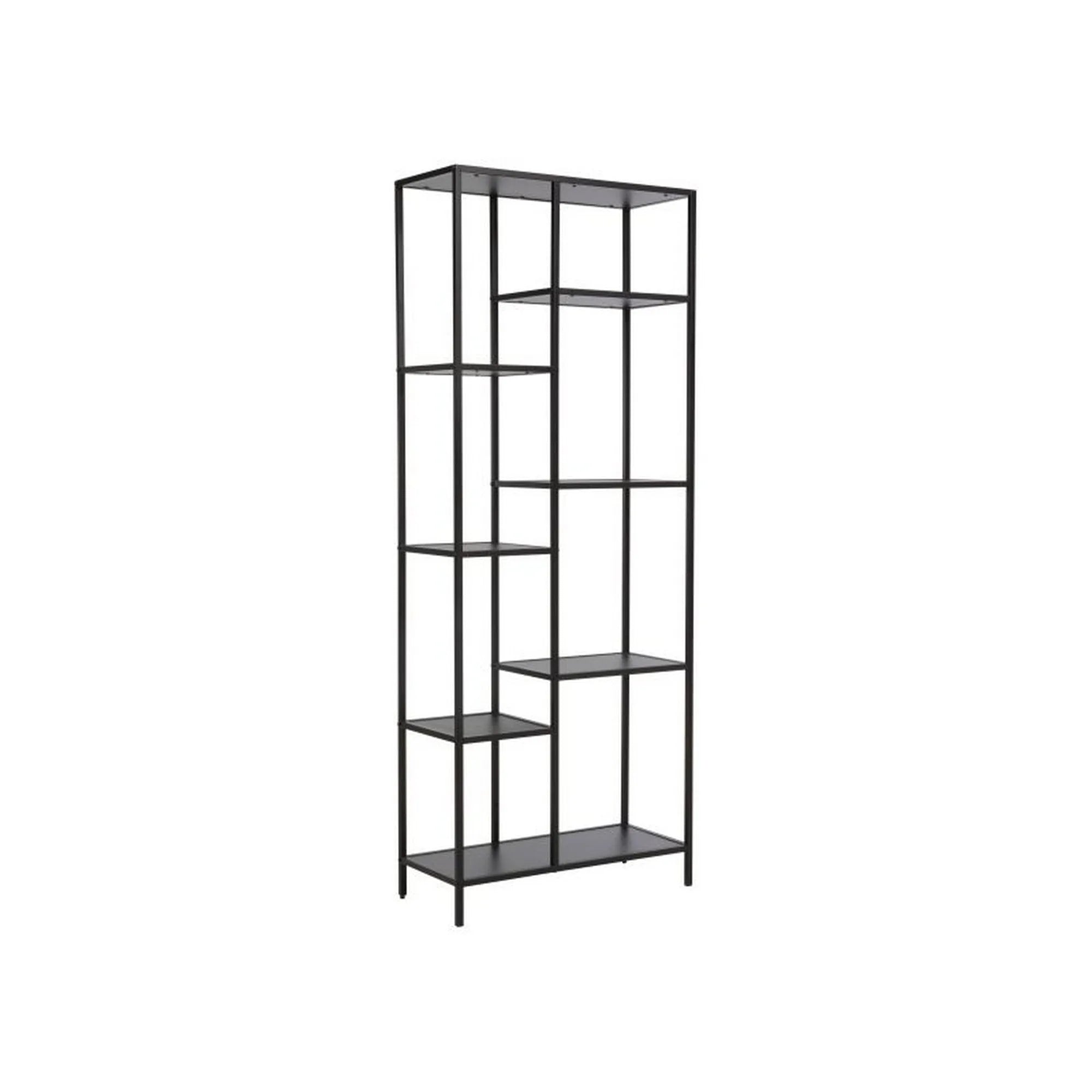 Etajera COSTA A, negru mat, PAL laminat/metal, 70x30x178 cm