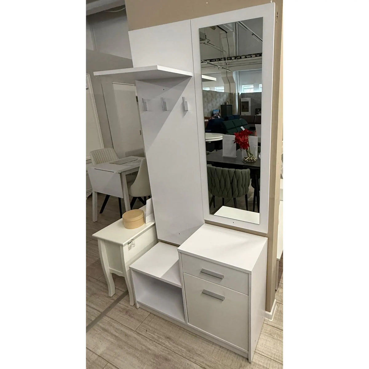 PRODUS RESIGILAT - Mobilier hol NEPO PLUS, alb, PAL laminat, 90x31x186 cm