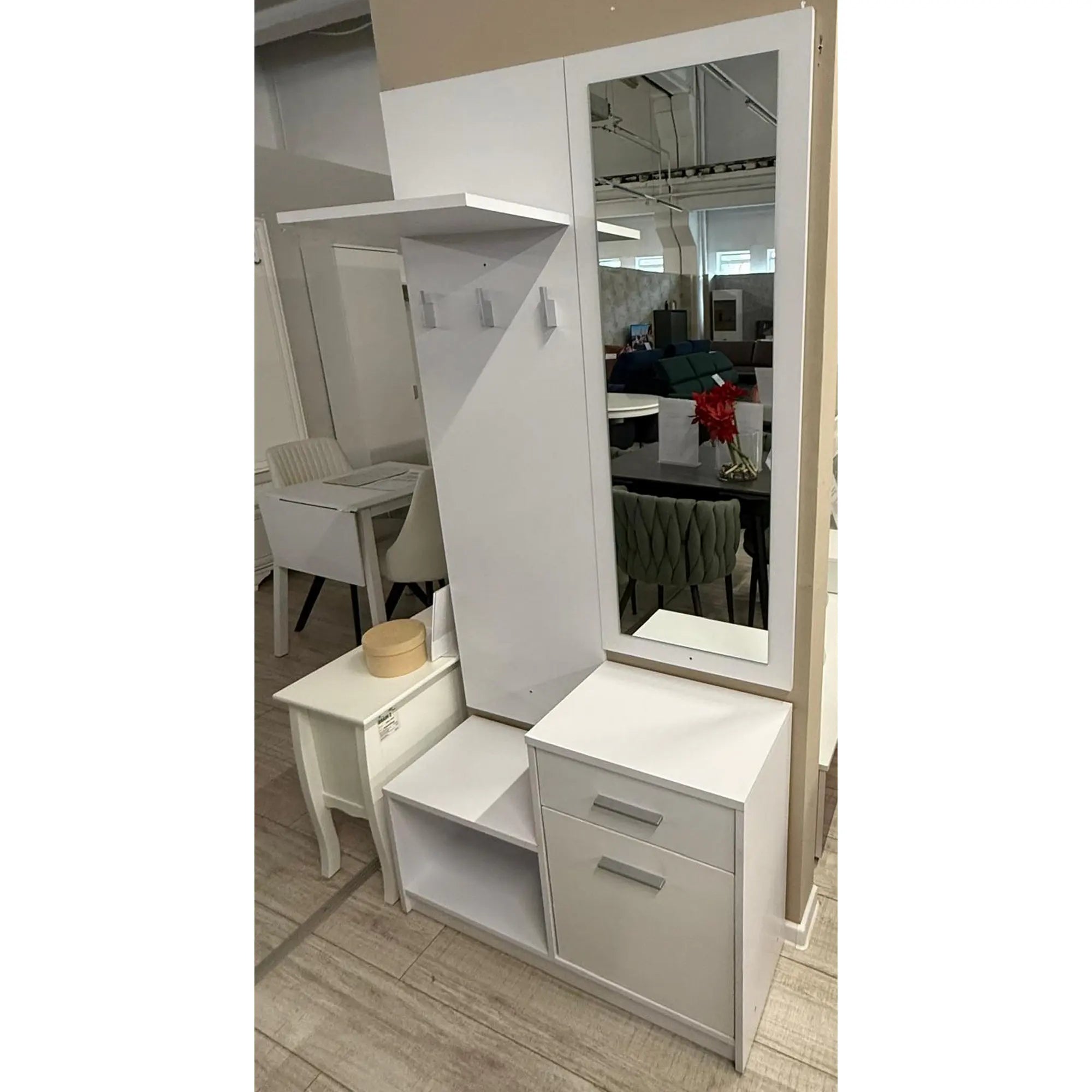 PRODUS RESIGILAT - Mobilier hol NEPO PLUS, alb, PAL laminat, 90x31x186 cm