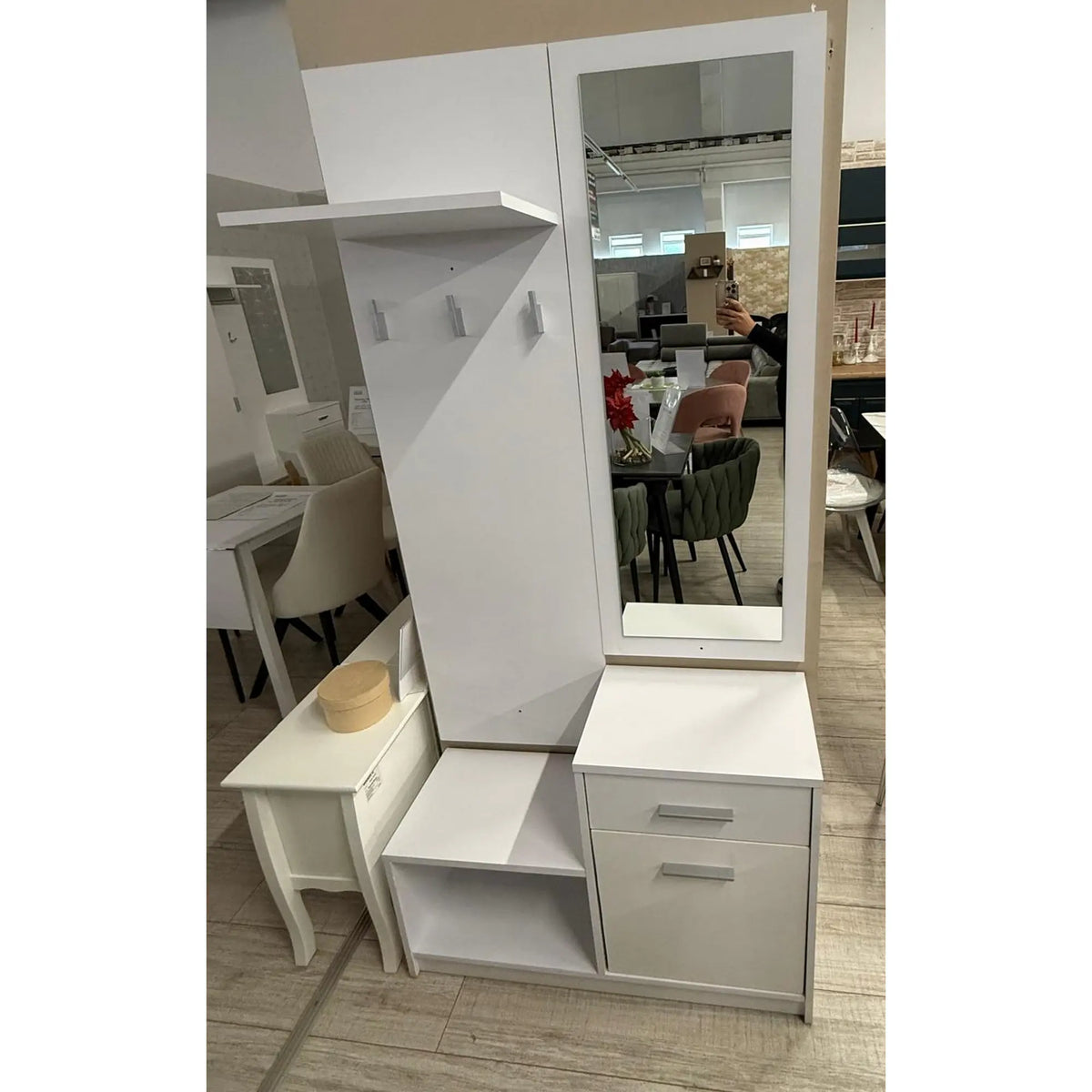 PRODUS RESIGILAT - Mobilier hol NEPO PLUS, alb, PAL laminat, 90x31x186 cm