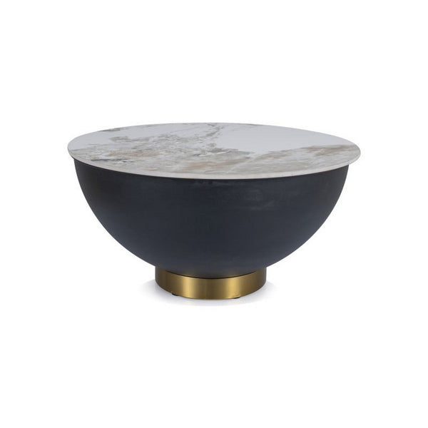 Masuta CYPRUS A, negru/auriu/alb, ceramica/metal, 73x73x37 cm
