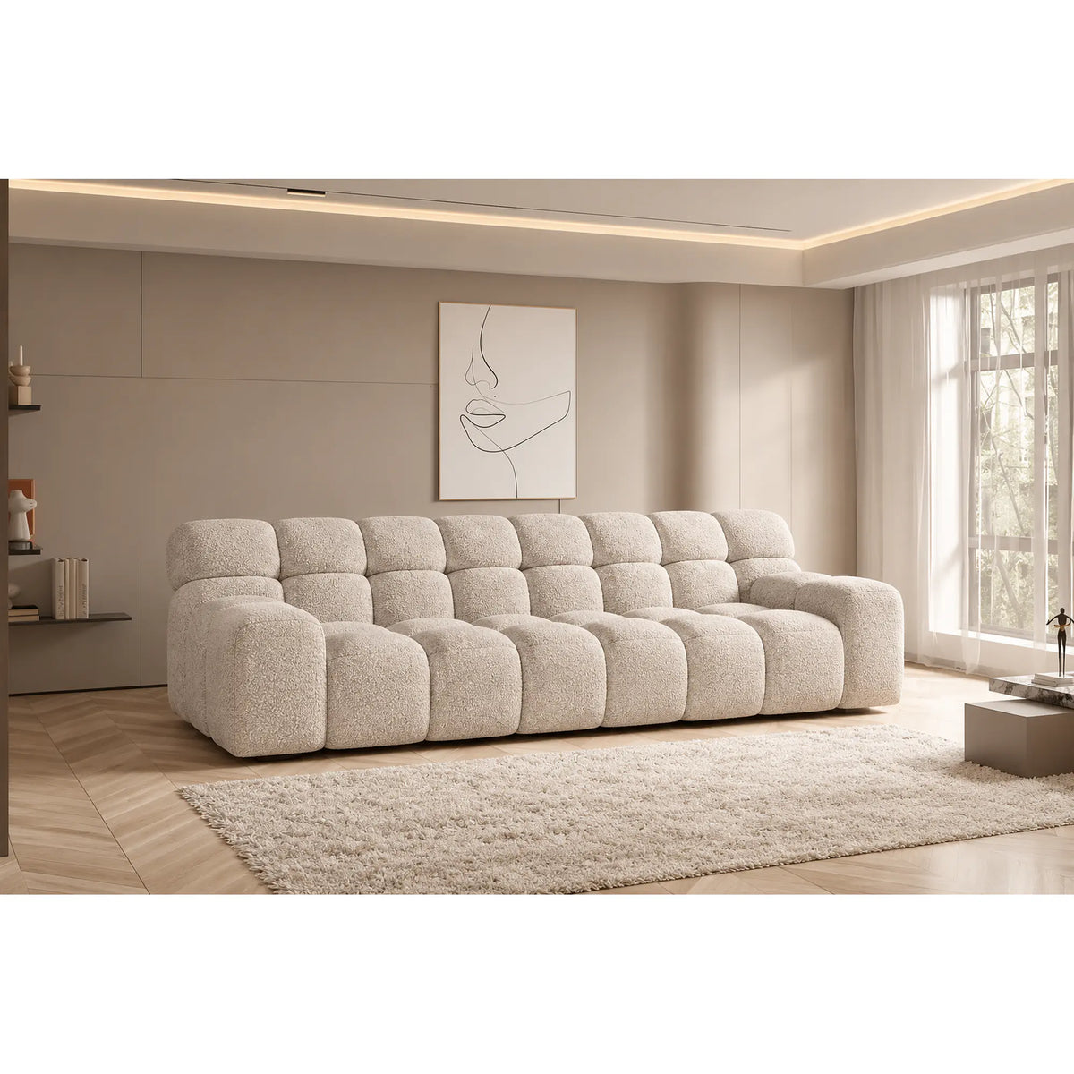 Canapea CAMPILE, stofa bej - Perfect Harmony 02, 288x119x85 cm