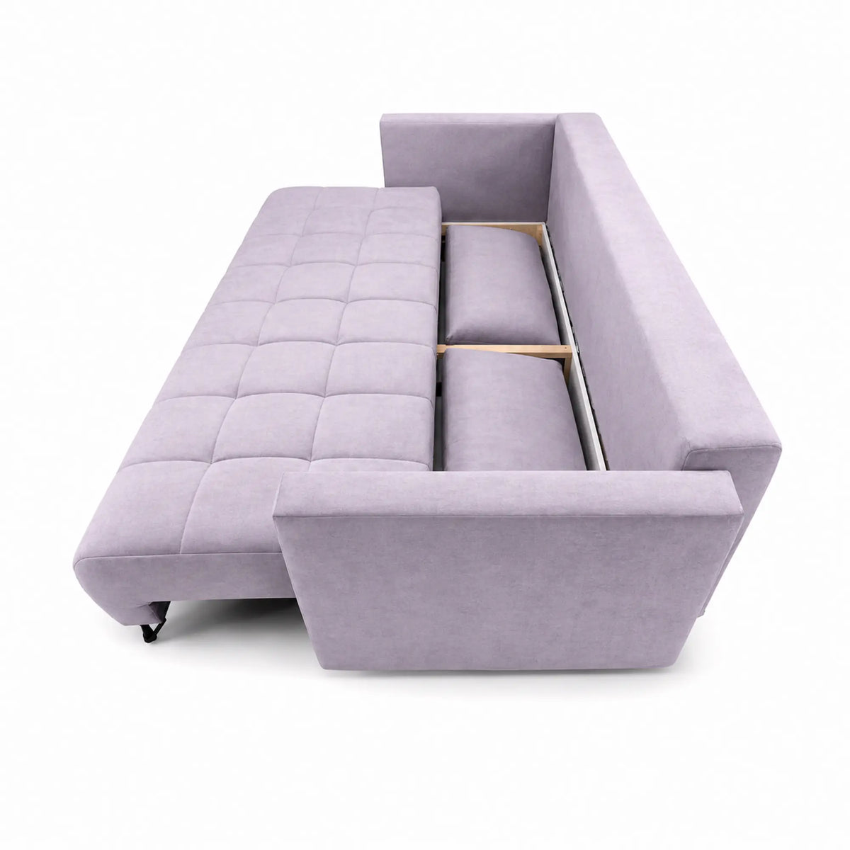 Canapea extensibila ALDO 3L, stofa catifelata mov lila - Monolith 62, cu lada depozitare, 227x102x87 cm