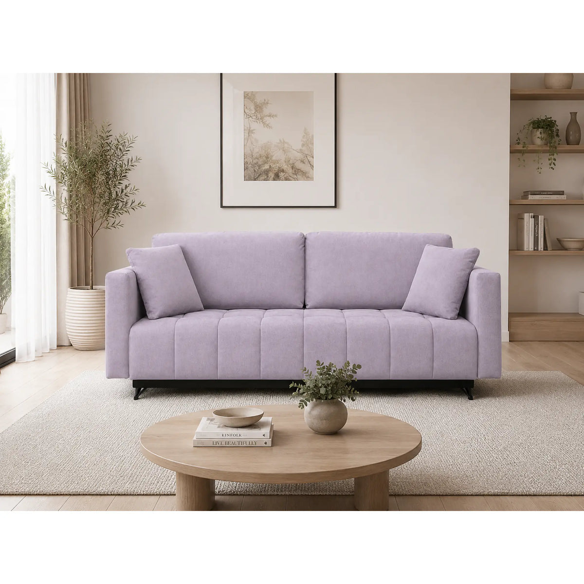 Canapea extensibila ALDO 3L, stofa catifelata mov lila - Monolith 62, cu lada depozitare, 227x102x87 cm