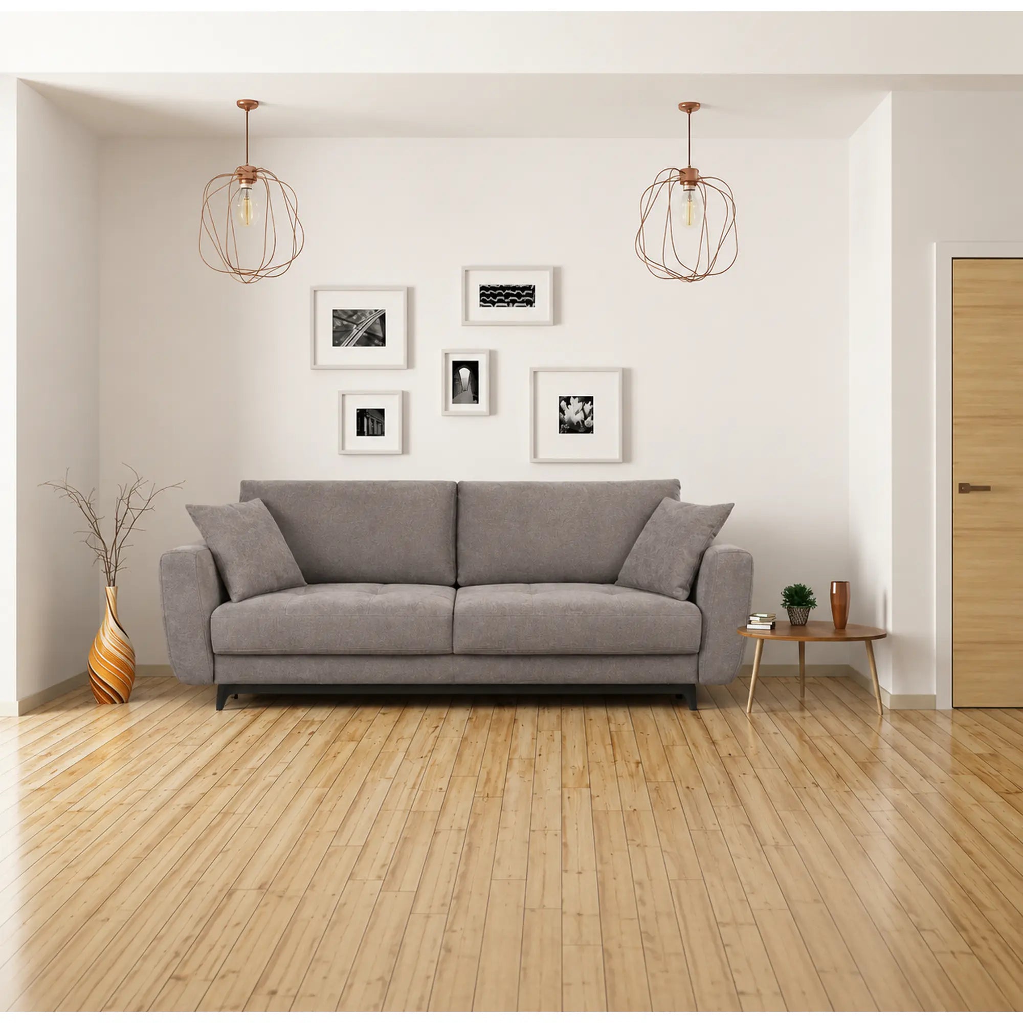 Canapea extensibila KARISA, stofa gri - Element 3, cu spatiu depozitare, 241x113x91 cm