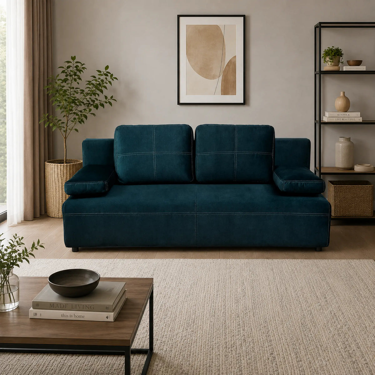 Canapea extensibila NOLA, personalizabil materiale gama Oferta Avantaj, cu lada de depozitare 200x102x92 cm