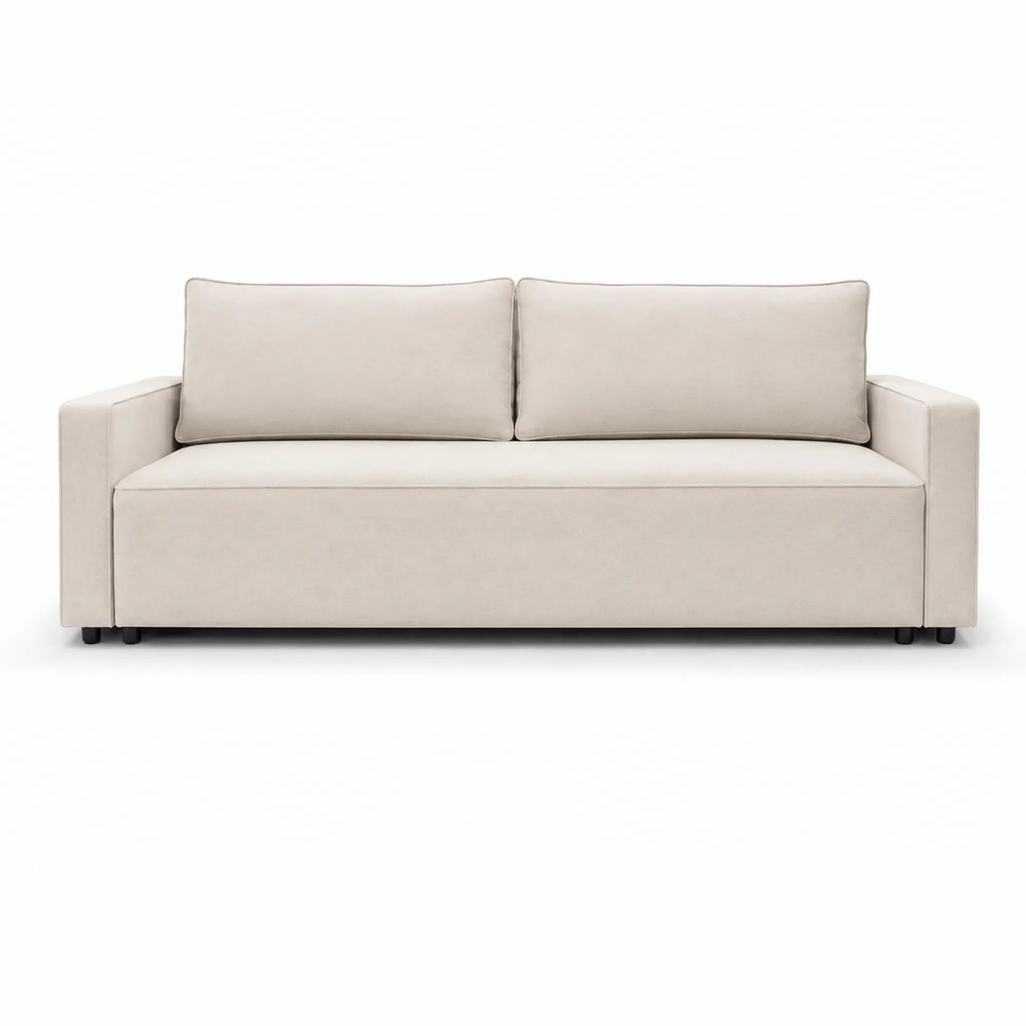 Canapea extensibila NICOLE, stofa catifelata bej - Salvador 02, Stofa de Lux, cu lada depozitare, 232x100x90 cm