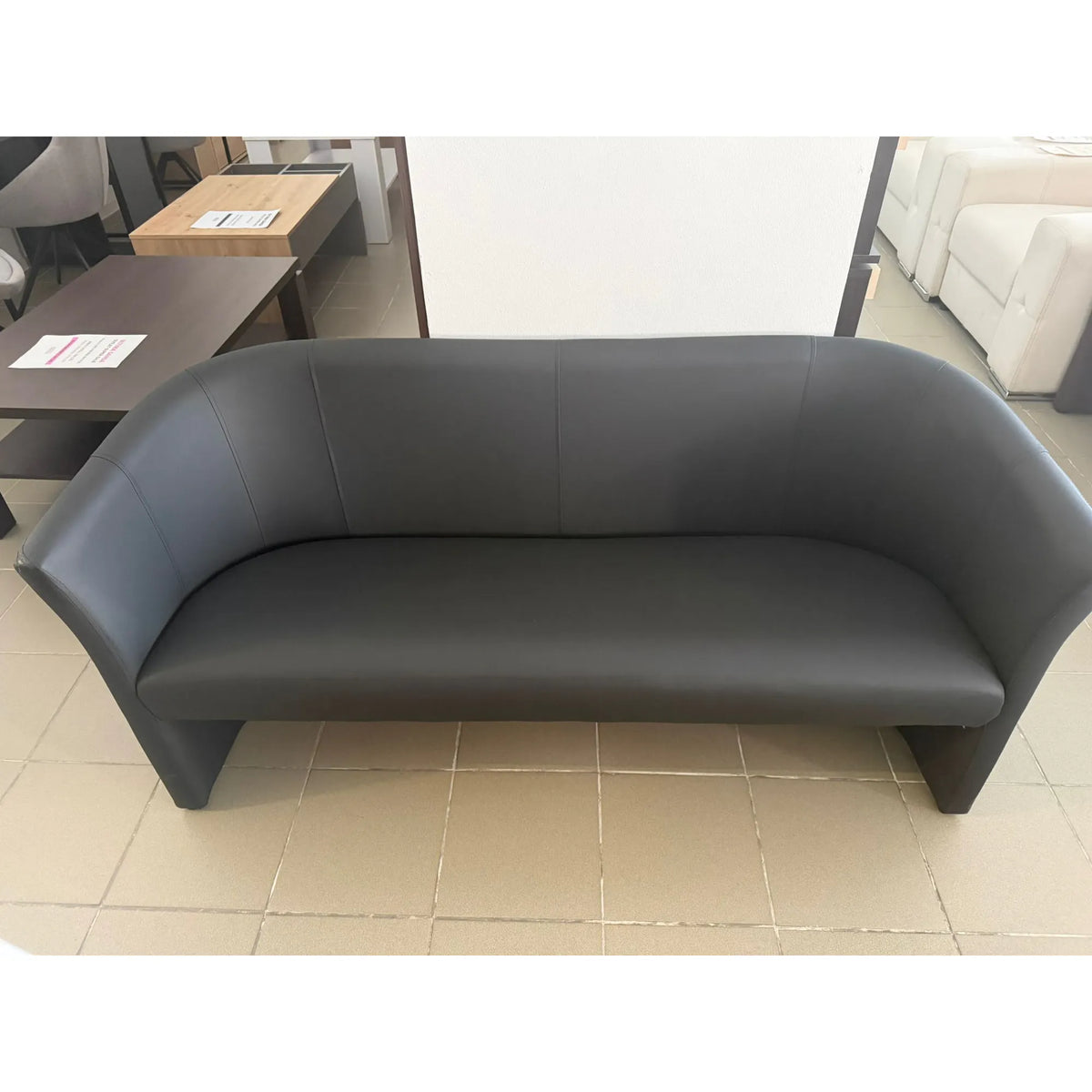 PRODUS RESIGILAT - Canapea TM3, negru, piele ecologica, 160x60x76 cm