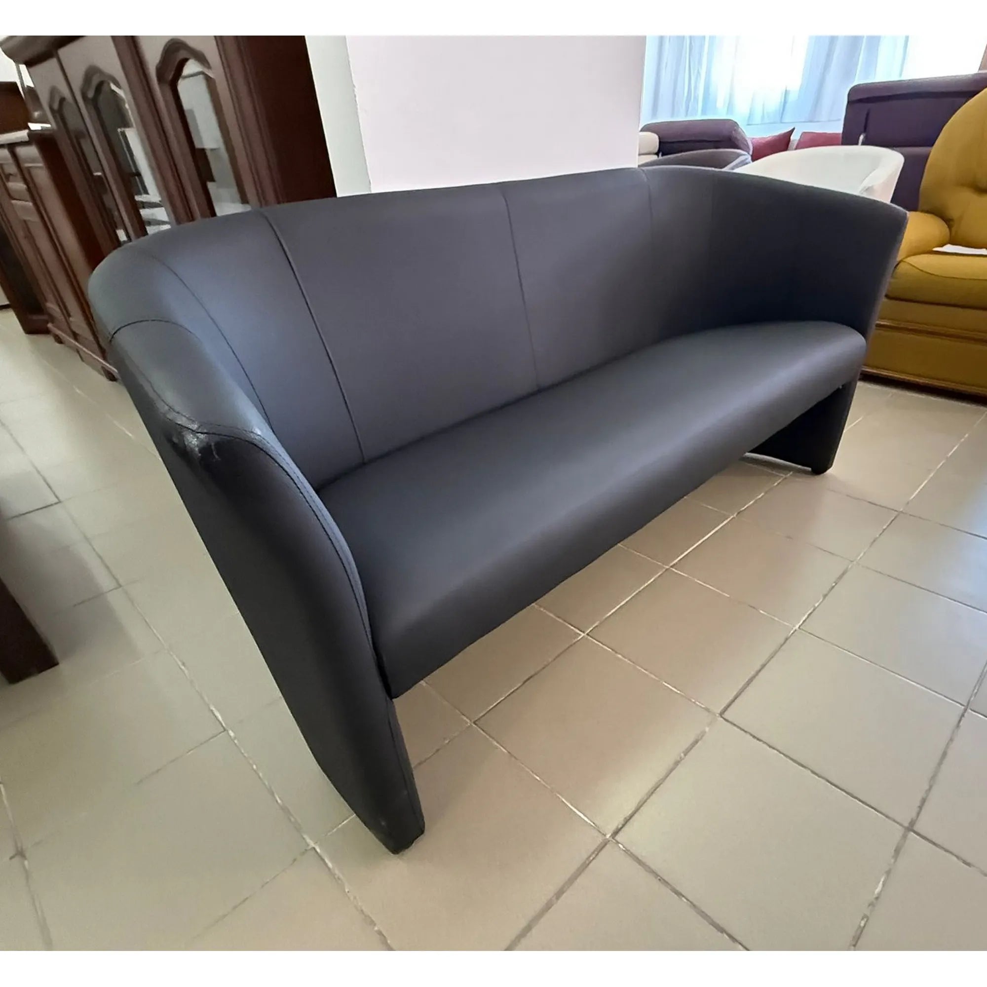 PRODUS RESIGILAT - Canapea TM3, negru, piele ecologica, 160x60x76 cm