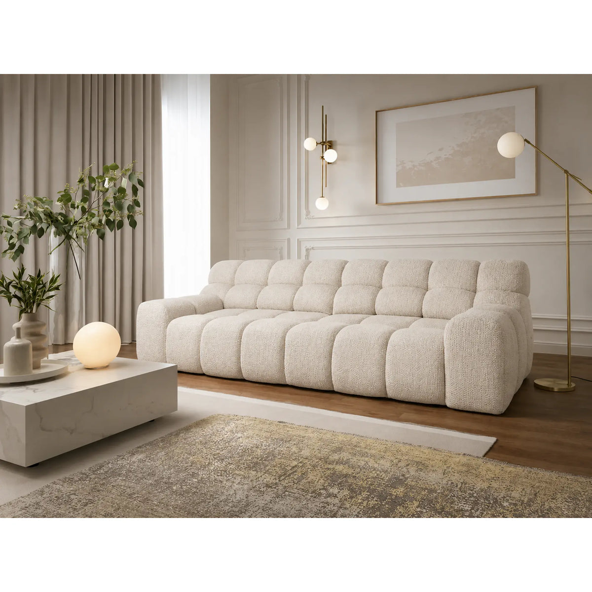 Canapea CAMPILE, stofa bej - Perfect Harmony 02, 288x119x85 cm