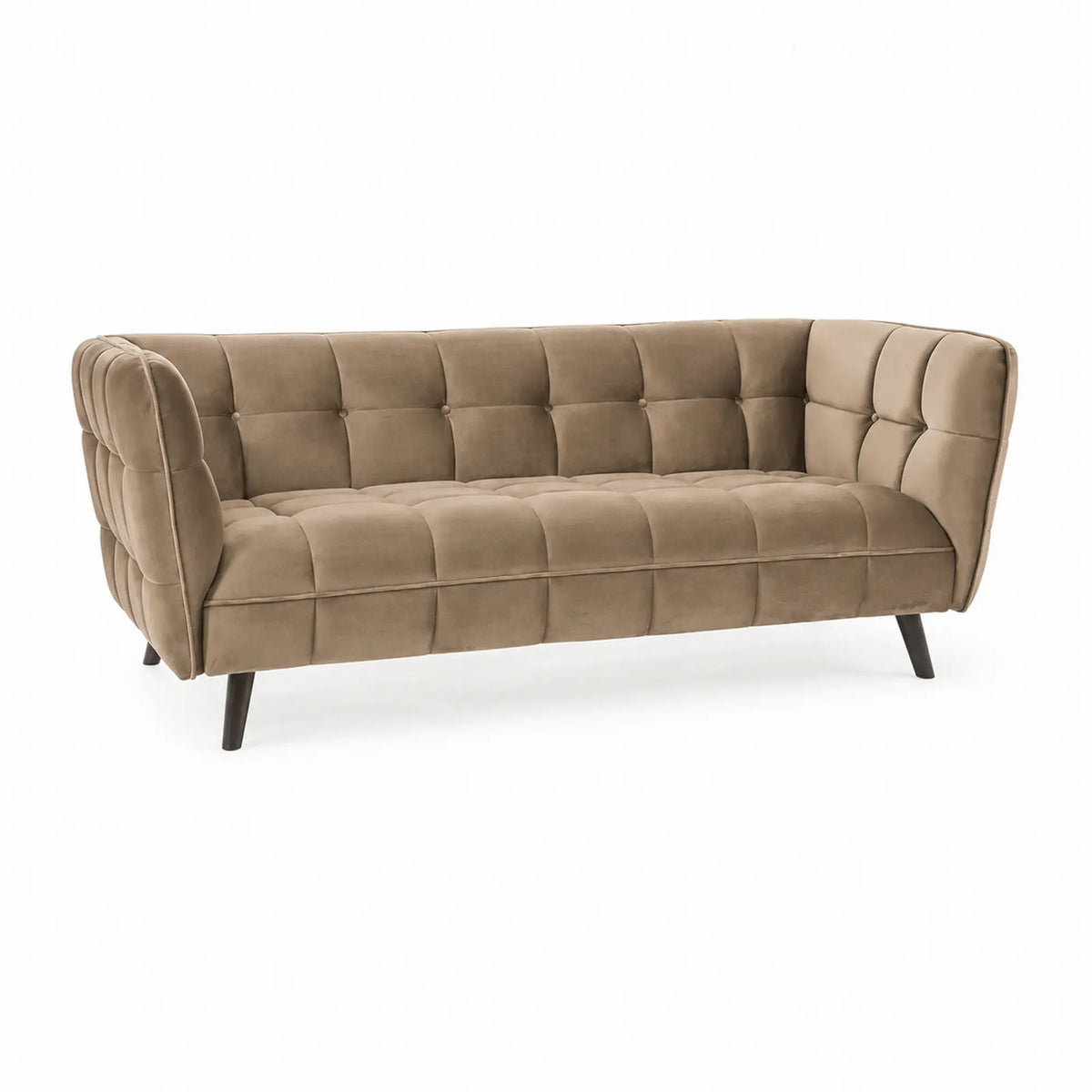 Canapea CASTELLO 3, bej/wenge, stofa catifelata/lemn/PAL, 200x85x78 cm