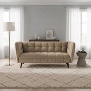 Canapea CASTELLO 3, bej/wenge, stofa catifelata/lemn, 200x85x78 cm