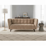Canapea CASTELLO 3, bej/wenge, stofa catifelata/lemn/PAL, 200x85x78 cm