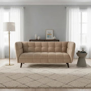 Canapea CASTELLO 3, bej/wenge, stofa catifelata/lemn/PAL, 200x85x78 cm