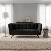 Canapea CASTELLO 3, negru/wenge,  stofa catifelata/lemn/PAL, 200x85x78 cm