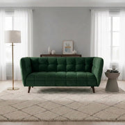 Canapea CASTELLO 3, verde/wenge, stofa catifelata/lemn/PAL, 200x85x78 cm