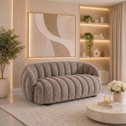 Canapea FRASER XL, bej deschis, stofa plusata, 140x80x70 cm