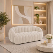 Canapea FRASER XL, crem, stofa plusata, 140x80x70 cm