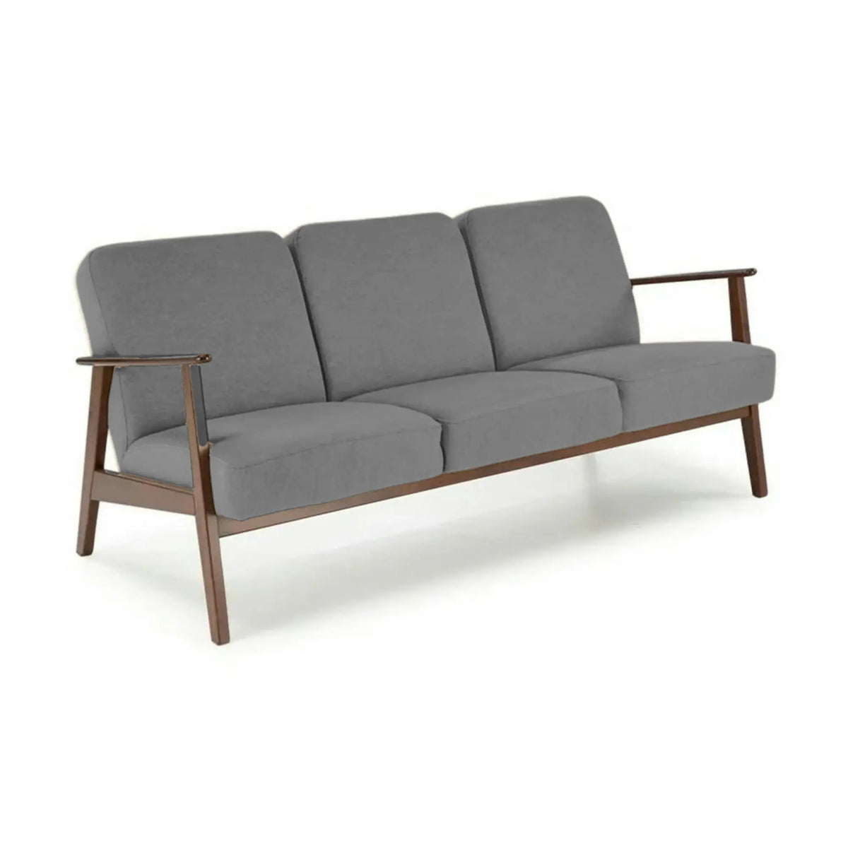 Canapea MILANO 3S, gri - Castel 93, stofa catifelata/lemn, 175x77x77 cm