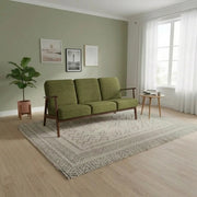 Canapea MILANO 3S, verde olive - Castel 39, stofa catifelata/lemn, 175x77x77 cm