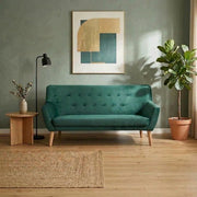 Canapea NORDIC 3, verde, stofa catifelata/lemn, 180x75x90 cm