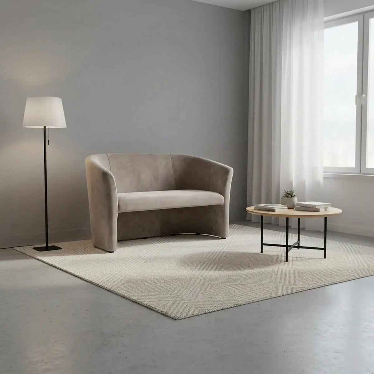 Canapea TM-2, stofa catifelata bej inchis - Bluvel 40, 126x60x76 cm