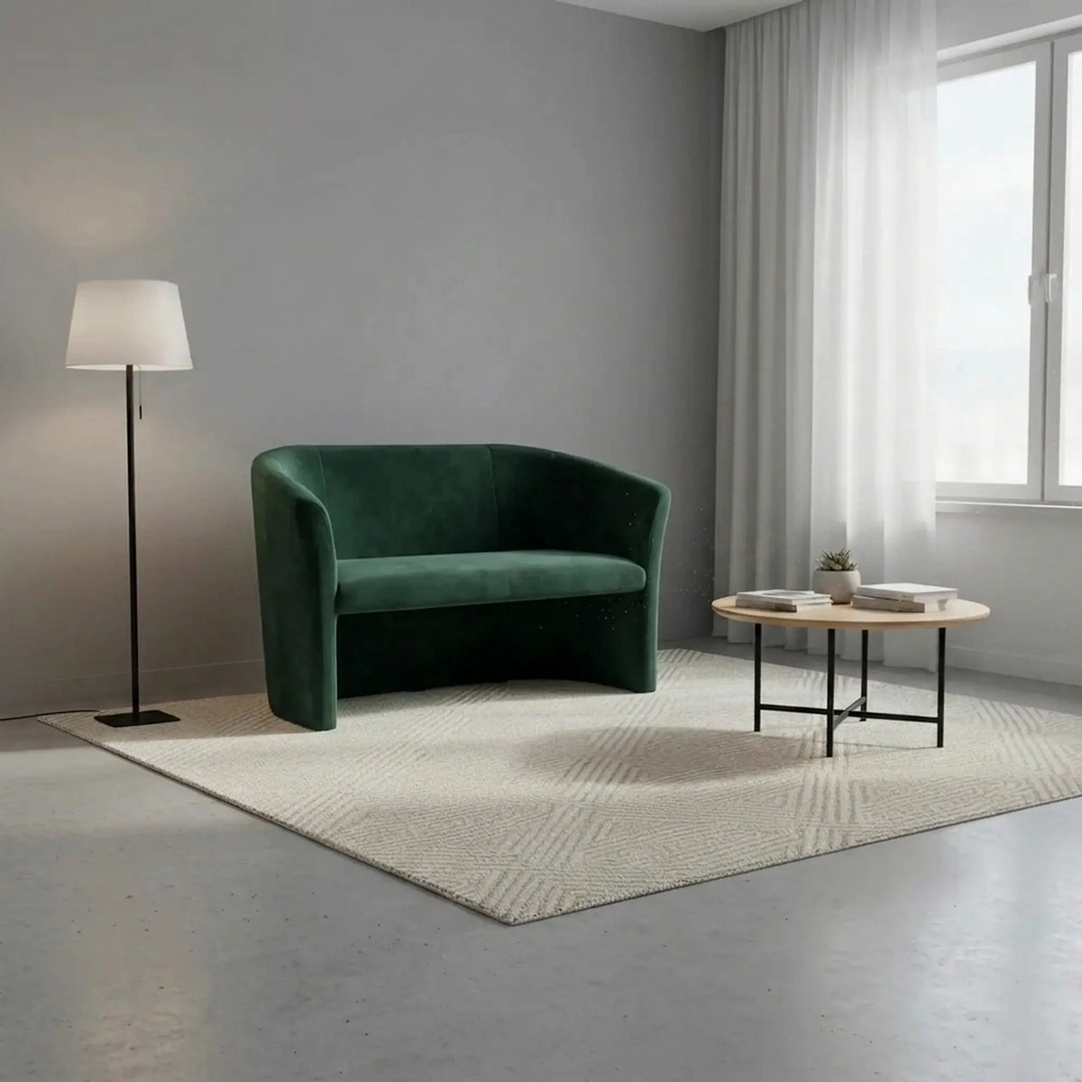 Canapea TM-2, stofa catifelata verde - Bluvel 78, 126x60x76 cm